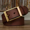 Belts 3.8CM Width 4mm Thick Retro Cowboy Belt Male Cowskin Genuine Leather Men Heavy Copper Buckle For Jeans Strap Waist