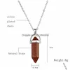 H￤nge halsband mode Sier pl￤terade 20Colors Crystal Necklace Opal Turquoise Natural Stone Quartz Halsband smycken rostfri Stee Dhjz2