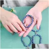 Bracelet perlé bleu mauvais œil main de Fatima Turquie mille yeux souhait résines femmes faites à la main bracelet élastique bracelets bijoux Dh8Vv