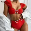 Bras Sets para praia high talia stroju kąpielowa Kobiety Bandeau Swimodwear Heart Diamond Bikini Zestaw Kobiety Fold Beachwear Sexy kąpiel dla kobiet T221206