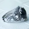 Cluster Rings Real S925 Silver Inlaid Authentic Natural Ink Sapphire Ring Male Faucet For Man And Woman Adjusting