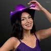 Berets Fashion Vintage Cowboy Hat Large Brim Hats Fedora Felt Jazz Accessory With LED Light