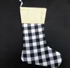 Plaid Christmas Stocking Cotton Buffalo Flannel Black Christmas-T-T-T-Decor Decor Poly Sublimation Blanks Santa Pończochy SN462