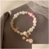 Beaded Korean Pink Simated Pearl Flower Sweet Cute Charm Beaded Armband For Women Fashion Jewelry Party Gift 90 D3 Drop Delivery DH0MY