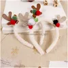 Christmas Decorations Christmas Headdress Antler Headband Elk Color Hair Ball Cute Girl Heart Holiday Gift Leather Antlers Accessori Dhc5O