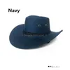Chap￩us largos chap￩us chap￩us moda moda western cowboy hat faux camur￧a ao ar livre grandeshade de sol, imita￧￣o de couro adt gota delive dhmxr