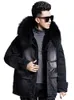 Rabbit Fur Płaszcz Zimowe dżinsowe dżinsowe dżinsy z kapturem zagęszcza ciepła warstwowa marna męska odzież zwyczała parkas męskie topy streetwearu plus size xxxl