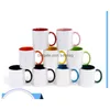 Tasses 11oz Vente Billet Sublimation Tasse en céramique Couleur Poignée intérieure Transfert de chaleur Presse d'impression Tasses d'eau par mer Inventaire Dro Dh1Kp