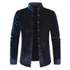 Men's Casual Shirts Men Velvet Man Solid Shirt Men's Stand Collar Long Sleeve Fashion Clothing