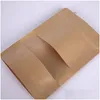 Sacs d'emballage Sac en papier kraft 12 tailles Stand Up Cadeau Aliments secs Fruits Thé Emballage Pochettes Fenêtre Détail Fermeture à glissière Auto-étanchéité Goutte de Dhjsc