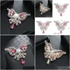 Pins Brooches Fashion Imitation Pearls Brooch Temperament Alloy Mticolor Rhinestones Butterfly Drip Oil Crystal Drop Delivery Jewelr Dhlaw