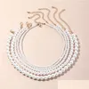Beaded Necklaces Vintage Style Simple Pearl Chain Choker Beaded Necklace For Women Wedding Love Shell Pendant Fashion Jewelry Wholes Dhys4