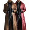 Herren Trenchcoats 2022 Herren Eleganter Windjacke Kunstleder Langer Mantel Herbst Revers Punk Jacke Trendy Casual Persönlichkeit Kleidung