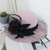 Berretti francese nero bownot cappello a cilindro in raso banchetto da donna elegante abito da celebrità britannico fascinator sposa matrimonio blu fedora