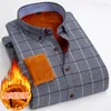 Men's Dress Shirts Flannel Plaid Men Winter Warm Thick Fleece Long Sleeve Shirt Male Cotton Casual Clothing Camisa Masculina