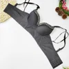 V-neck diamond inlaid bra type sling wearing sexy girl's bra super short back wrap