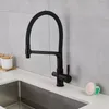 K￶k kranar vatten rening kran svart och kall roterande utdragande m￤ssingsmaterial diskb￤nk blandare dricka tv￤tt kran
