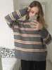 Kvinnors tröjor vintage randkvinnor Lossa överdimensionerad koreansk stil Pullover Top Autumn Winter Long Sleeve Sticked tröja Femme 221206