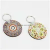 Keychains Lanyards 4 Styles Sublimation Blank Keychain Mdf Wooden Key Pendant Thermal Transfer Doublesided Ring White Diy Gift Mti Dhqpj