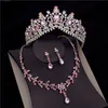 Bruiloft Sieraden Sets Koreaanse Crystal Bridal voor Vrouwen Mode Tiara Oorbellen Ketting Kroon Bruid Dubai Set Accessoires 221207