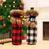 Christmas Wine Bottle Cover Champagne Bottle Bag Plaid for Party Home Decoration Decorations