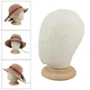 Wig Stand 21 Inches Cork Canvas Block Head Mannequin Manikin Making Hat Display Styling with Wooden Beige 2212079928447