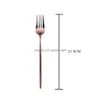 Cuillères Haut De Gamme En Acier Inoxydable 304 Ensemble De Couverts Couteau Fourchette Cuillère Or Rose Inventaire En Gros Drop Delivery Maison Jardin Cuisine Dini Dhxia