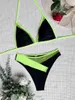 Bras Sets Para Praia Green Black Patchwork Bikini 2022 Sexy Swimwear Women Brazilian Swimsuit Halter Biquini Mesh Two Piece Bathing Suit T221206