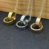 Necklaces High Edition Classic Design Pendant Love Necklace for Women Girls Double Loop Charms Titanium Steel Wedding Jewelry Collares Collier Gold rose gold