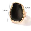 Bröllopsringar Bohemian Black Stone Gold Wedding Ring For Women Men Charms Dropp Oil Big Joint Rings Goth smycken Tillbehör 1213 E3 DHWED