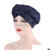 Beanie/Skull Caps Female Turban Cap Ready to Wear Headscarf Bana Arab Head Wraps African Women Braid Turbans Gele Headtie Muslim H Dhgte