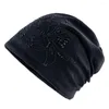 Boinas Moda Color Sólido Sombrero Elegante Rhinestone Portátil Beanie Flor Señoras Desgaste Diario