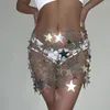 Gonne Cutistation Star Patterned Sparkly Paillettes Set a due pezzi Donna Body Chain Jewelry Cami Top Minigonna Set Copri bikini