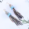 Dangle Earrings Gold Tassels Long Stains Drop Bohemian Style Crystal Deled Beded Beady for Women Girls Bijoux 3343