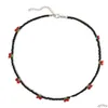 Beaded Halsband Colorf Beaded Necklace for Women Neck Chains Boho Choker Halsband Geometriska pärlor smycken på sommaren accessorie dhgpn