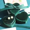 Velvet Ring Box Heart Shape Double Ring Boxes Earrings Display Holder Jewelry Case for Proposal Engagement Wedding