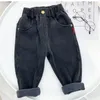 Trousers Boys Clothes Denim Pants Casual Solid Color Fleece Thermal Oversize Toddler Kids Winter 36m Baby Boy Cotton Jeans 221207