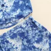 Roupas Conjuntos de 1-5 anos Garoto Spring Autumn 3pcs Conjunto de camisetas azul colorido tie-dye impressão de impressão fora do estilo casual infantil meninos