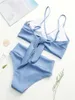 Bras Sets Para Praia 2021 High Waist Swimsuit Women High Cut Swimsuit Push Up Bikini Set Sexy Solid Bikini Vintage Bathing Suit for Women T221206