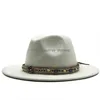 Brede rand hoeden emmer hoeden vrouwen mannen wol fedora hoed met lederen lint heer gentleman elegante dame winter herfst brede riem jazz churc dhlfe