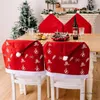 Sandalye 4pcs/set Noel Partisi Ziyafet İçin Santa Hat Elastik Slipcovers Set