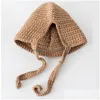 Banie / Casquettes du crâne coréen Capes de bonnet de protection oreille pour femmes mignon chat loli hiver chaud kee et chapeaux de pluviers en tricot polyvalent quotidien Drop8