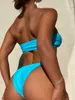 Bras sätter Para Praia Sexig strass Bandeau Thong Bikini Push Up badkläder Kvinnor Swimsuit 2022 Brasilianska Biquini -baddräkt för kvinnor T221206