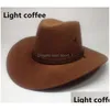 Wide Brim Hats Bucket Hats Fashion Western Cowboy Hat Faux Suede Outdoor Big Sunshade Men Riding Imitation Leather Adt Drop Delive Dhmxr