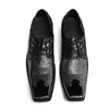 Italian Square Toe Male Brogue Real Leather Formal Dress Plus Size Men Lace Up Office Business Oxford Shoes