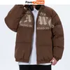 Heren Down Parkas Winter Men Casual Letter Print Dik Warm Stand Kraag Puffer Puffer Parka Women High Street Retro Loose College Jackets Unisex 221207