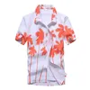 Mäns avslappnade skjortor lyx sommar andas Hawaiian män kokosnöt träd tryck kort ärmknapp ner semester kemis homme plus size s-4xl