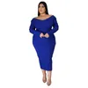 Plus size jurken elegante jurk voor mollige vrouwen geribbeld feest 2022 herfst casual gewaad vrouwelijke luxe designer jurk mode -outfit