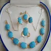 Mode vrouwen turquoise ketting oorring ring armband sieraden sets