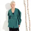 سترات نسائية 2022 ربيع الخريف ملابس المرأة V-collar طويلة الأكمام براونج أضعاف الانقسام المفصل الأخضر فضفاض ضمادة سترة المعطف
